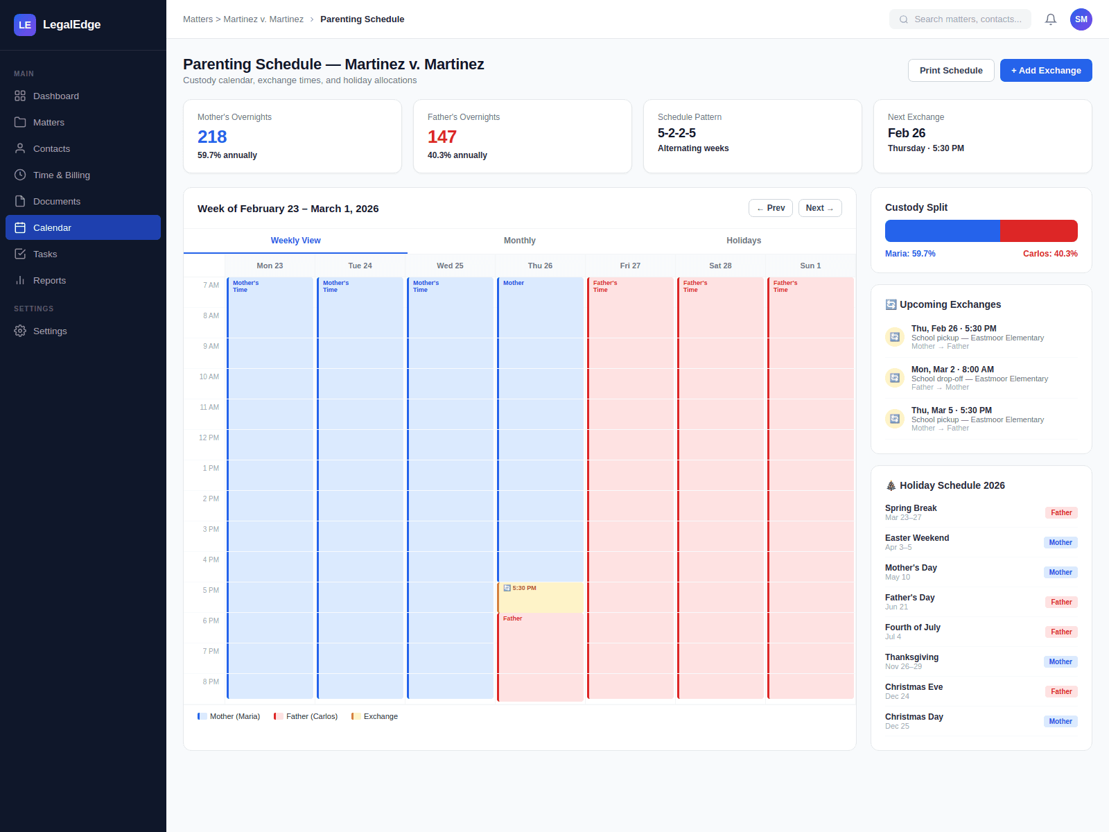 Custody & Parenting Schedule Tools